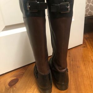Ralph Lauren two toned rider boots Black brown real leather barely worn size 7.5